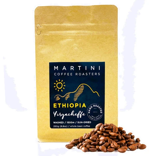 Martini Coffee Roasters - Medium Roast - Ethiopia Yirgacheffe - Single Origin - Fresh Roasted Coffee - Whole Bean Coffee - 100% Quality Arabica Beans - 8.8oz