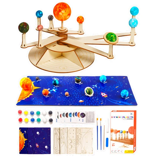 Little Jupiter Nine Planets DIY Solar System Model for Kids - Complete Solar System Model Kit for Kids 8+ Years Old - Includes Wood Model & Puzzle with Fact Cards - Science Kits for Kids 8-12
