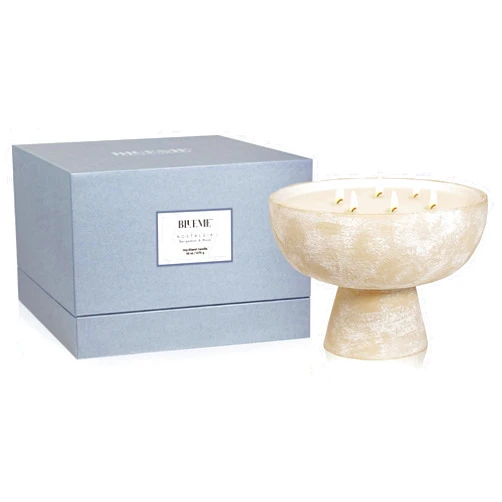 BLUEME Nostalgia-Bergamot & Musk, 6 Wick, Refillable Wellness Candle, Contains Essential Oil, Sustainable, Hand Finished, Hand Poured, Premium, Luxury Ceramic, Natural Cotton Wick, Soy-Wax Blend