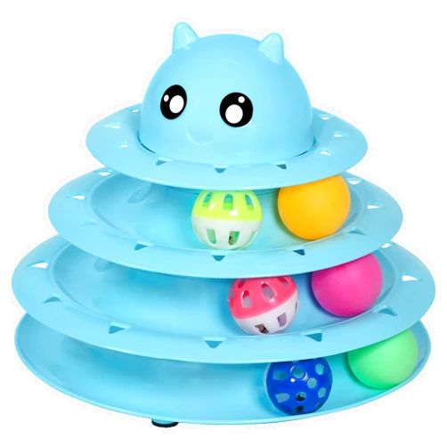 UPSKY Cat Toy Roller 3-Level Turntable Cat Toys Balls with Six Colorful Balls Interactive Kitten Fun Mental Physical Exercise Puzzle Kitten Toys