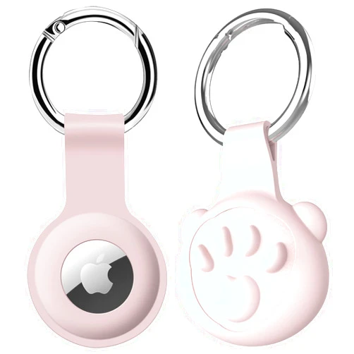 COLORCORAL AirTag Holder 2Pack Pink Silicone Holder Case for AirTag with Keychain Anti-Lost Air Tag Key Finder for Kids, Pets, Keys and Luggage