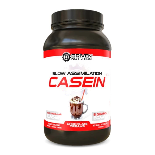 Driven Nutrition Driven Casein- 100% Micellar Casein Protein Powder with Added BCAA and Digestive Enzymes for Nighttime Muscle Recovery (Chocolate Dreams)