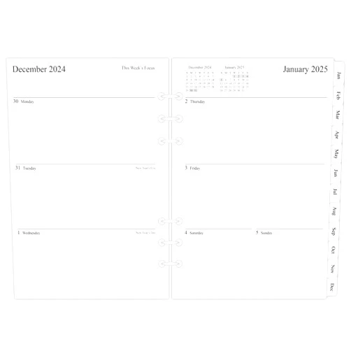 newestor 2025 Weekly & Monthly Planner Refill for A5 Ring Binder, Jan 2025 to Dec 2025, 5-3/4