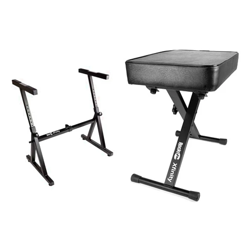 RockJam KB100 Padded Keyboard Bench Z Style Heavy Duty Music Electronic Keyboard Stand