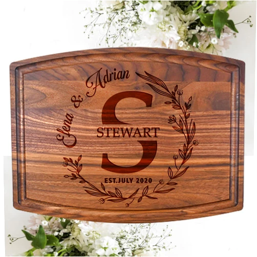 Handmade Silverhill Design Customized Love: Personalized Engraved Wood Cutting Boards for Couples - Ideal Gift for Weddings, Anniversaries, Housewarming and Real Estate Closing