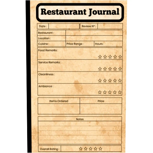 InkHORSE Publishing Restaurant Review Journal: A Foodie's Travel Companion - Rate, Track, and Record Detailed Restaurant Visits | 150 Pages | 6
