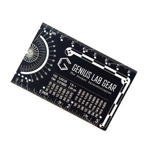 Genius Lab Gear The Pocket Paleontologist - Small Metal Paleontology Ruler Scale, Mini Fossil Dig Multitool Gadget, Cool Tech Geek/Nerdy Archaeology Graduation Gift, Unique 3 Inch Metric Techie Tool - Genius Lab Gear