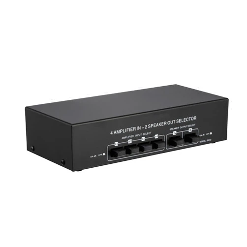 Acahhotxx Stereo Amp Amplifier/Speaker Selector Switch Splitter Box 4 in 2 Out Switcher Compare 4 Amps Speaker 4 in 2 Out Switcher