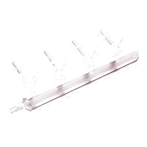 YUCHENGTECH Vacuum Gas Distributor Glass Manifold Vacuum Gas Chemistry Lab Glassware with Solid PTFE Stopcock(4-Port, Single Bank)