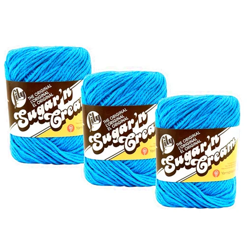Lily Bulk Buy: Lily Sugar 'n Cream Solids 100% Cotton Yarn (3-Pack) (Hot Blue #1742)