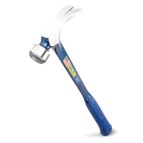 Estwing - E3‐25SM BIG BLUE Framing Hammer - 25 oz Straight Rip Claw with Forged Steel Construction & Shock Reduction Grip - E3-25SM Silver