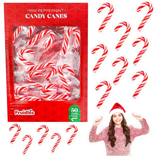 Fruidles Christmas Candy Canes Mini's Suckers, Peppermint Flavor, Individually Wrapped, 2