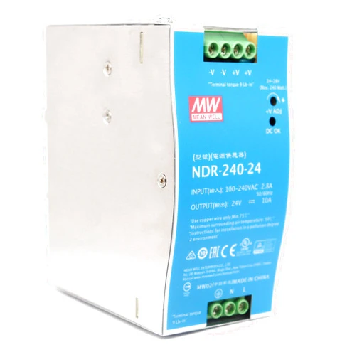 EverSale MEAN WELL NDR-240-24 240W 24VDC 10A AC/DC Industrial DIN Rail Power Supply Single Output for Industrial Applications