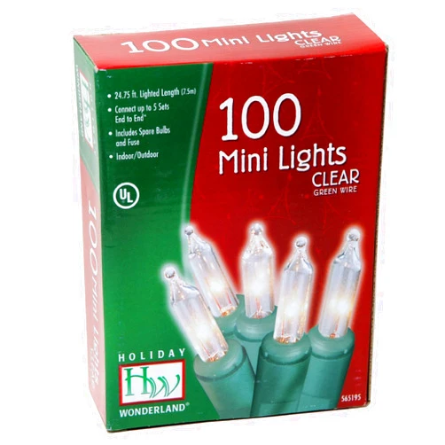 Noma/Inliten Holiday Wonderland 100-Count Clear Christmas Light Set,Green Wire
