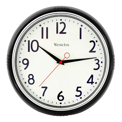 Westclox Retro Wall Clock for Kitchen, Bedroom, or Living Room – Vintage Quartz Analog Wall Clock with Chrome Bezel & Dome Glass Lens, Easy-to-Read Numbers (Black, 12