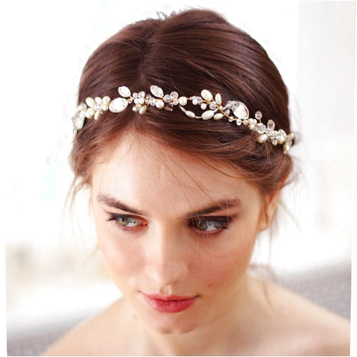 Kercisbeauty Wedding Bridal Headband with Pearl Headpiece for Women Girls Prom Headpiece Vintage Boho Tiara Bridesmaid Hair Accessories(Silver)