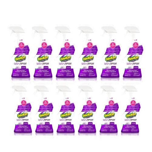 OdoBan Professional Disinfectant and Odor Eliminator Ready-to-Use Spray, 12-Pack, 32 Ounces Each, Lavender Scent