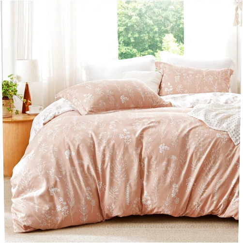 Bedsure Duvet Cover Queen Size - Cute Reversible Floral Duvet Cover Set with Zipper Closure, Pink Bedding Set, 3 Pieces, 1 Duvet Cover 90
