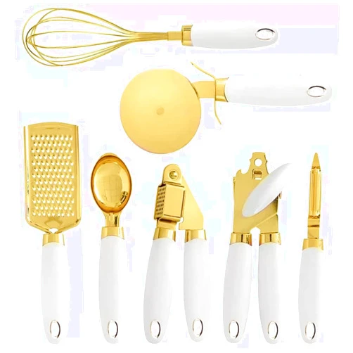 Generic 7 Pcs Gold Kitchen Tools Set Kitchen Accessories Gadget Set Gold Coated Stainless Steel Utensils Set