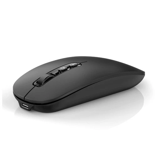 RAPIQUE Bluetooth Wireless Mouse, Rechargeable Multi-Device(Tri-Mode: BT1/BT2+2.4G) Computer Mice with USB Receiver, Slim Silent Mouse for Laptop/MacBook/Chromebook/Surface Pro/iPad/PC(Black)
