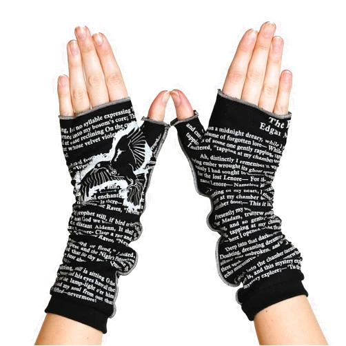 STORIARTS The Raven by Edgar Allan Poe Fingerless Writing Gloves | Hand Warmers