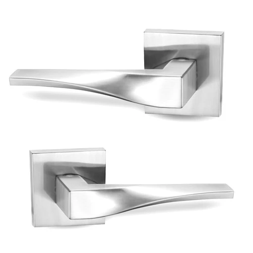 Berlin Modisch Sleek Series Dummy Lever Door Handle Pack of 2 Non-Turning Single Side Pull Only Lever Set [for Closet or French Doors] Heavy Duty – Satin Nickel Finish