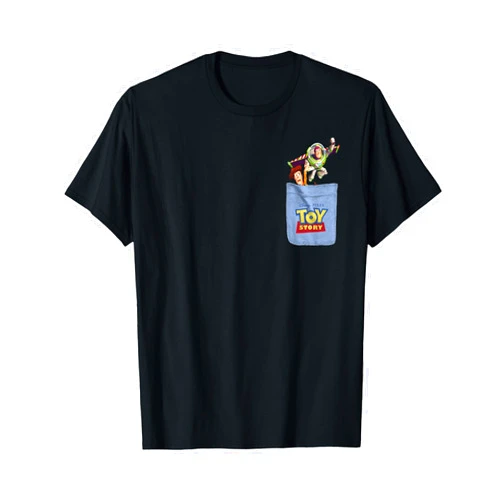 Disney Pixar Toy Story Buzz And Woody Flying Pocket Logo T-Shirt