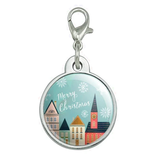 GRAPHICS & MORE Christmas Village Chrome Plated Metal Pet Dog Cat ID Tag