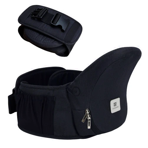 Bebamour Foldable Hip Seat Baby Carrier, Advanced Adjustable Waistband Extender Baby Hip Seat Carrier for 0-36 Month Baby (Black)