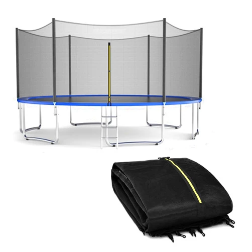 Giantex Trampoline Safety Net, 8 10 12 14 15 16Ft Weather-Resistant Replacement Enclosure Net for Round Frame, with Double-Headed Zippers, Protection Buckles & Enhanced Hook, Poles Not Included