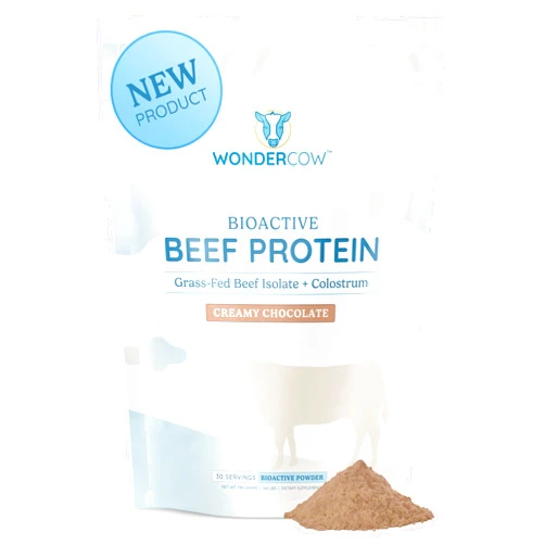 WONDERCOW Beef Protein Isolate Powder w/Bovine Colostrum Supplement | Clean, 100% Grass Fed, Carnivore, Keto Friendly | Gluten Free | Helps Build Lean Muscle | 20g of Protein, 30 Servings, Chocolate