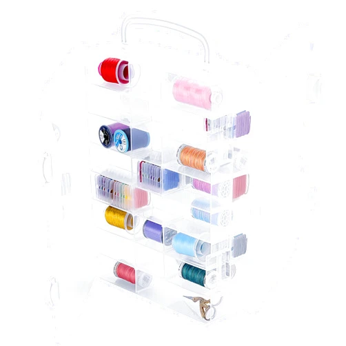 New brothread Double-Sided Storage Organizer/Box with Total 48 Adjustable Compartments, Removable Dividers for Embroidery and Sewing Threads, Embroidery Floss, Needles, Beads, Small Crafts & Toys