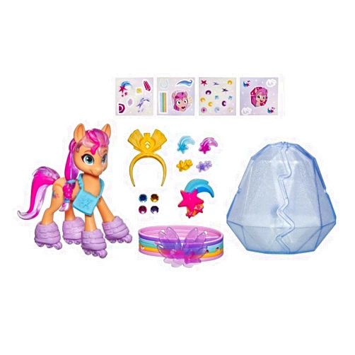 My Little Pony: A New Generation Movie Crystal Adventure Sunny Starscout - 3-Inch Orange Pony Toy, Surprise Accessories, Bracelet, Kids Easter Basket Stuffers (Accessory Colors May Vary)