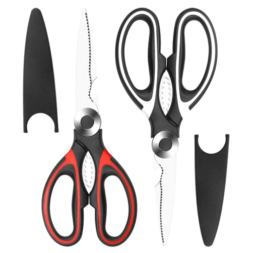 AlifafaZ Kitchen Scissors,Heavy duty Food scissors,Multipurpose Stainless Steel Food Scissors for Poultry,Fish, Meat, Vegetables Herbs, Bones, Dishwasher Safe,2-Pack Kitchen Shears