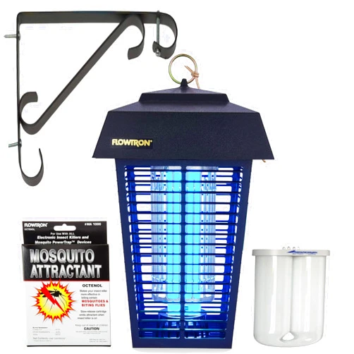 Flowtron Bug Zapper, 1 Acre of Outdoor Coverage with Powerful 40W Bulb & 5600V Instant Killing Grid, Mounting Bracket For Bug Zapper, Mosquito Attractant Cartridge & Replacement UV Bulb For Bug Zapper