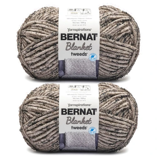 Bernat Blanket Tweeds Dove Tweed Yarn - 2 Pack of 10.5oz/300g - Polyester - #6 Super Bulky - 220 Yards - Knitting & Crochet