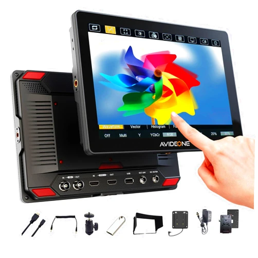 AVIDEONE 10.1“ Camera Field Monitor With1920x 1200 IPS FHD Touch Screen, 3G-SDI/ 4K HDMI DSLR Video Monitor with 1500Nits 3D-LUT HDR
