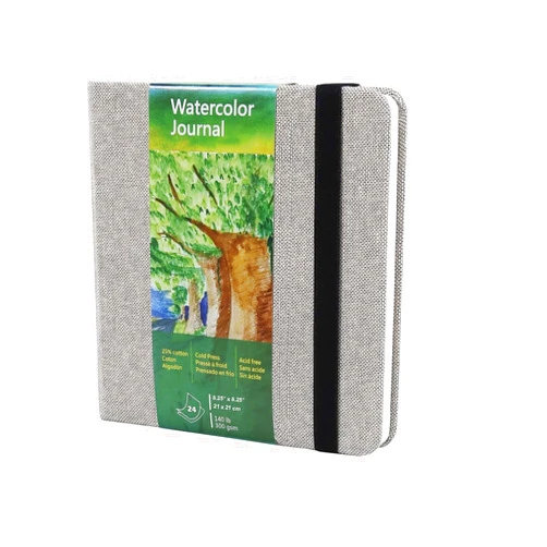 tumuarta Square Watercolor Journal, 8.25x8.25”, 140 LB, 300 GSM, 25% Cotton, Cold Press, 24 Sheets, 48 Pages, Watercolor Paper Sketchbooks for Use As Travel Mixed Media Pads Plein Air Set