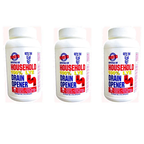 Rooto 1030 1 Lb. Drain Cleaner with Lye, 3 Pack