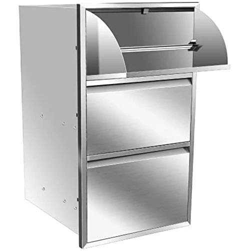 Generic Outdoor Kitchen Drawer Stainless Steel BBQ Triple Drawer Flush Mount for Outdoor Kitchen Island,-17W X 30H X 21D Inch