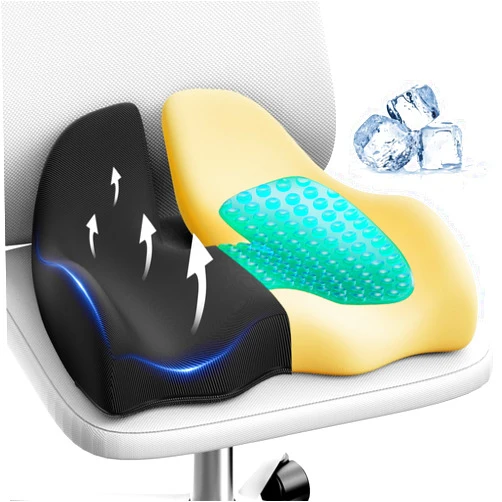Benazcap X Large Gel Seat Cushion for Office Chair Ergonomic Cushions-Gel & Memory Foam Coccyx Butt Pillow for Sciatica & Back Pain Relief for Long Sitting for Gaming Chair and Car Seat-Black