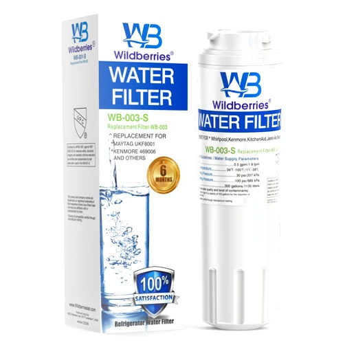 Wildberries UKF8001 Refrigerator Water Filter 4 Replacement for Whirlpool®, EveryDrop® EDR4RXD1, WHR4RXD1, 4396395, WRF535SWHZ00 to WRF535SWHZ10, WRF555SDFZ00 to WRF555SDFZ15, FMM-2, 46-9006, 1-PACK