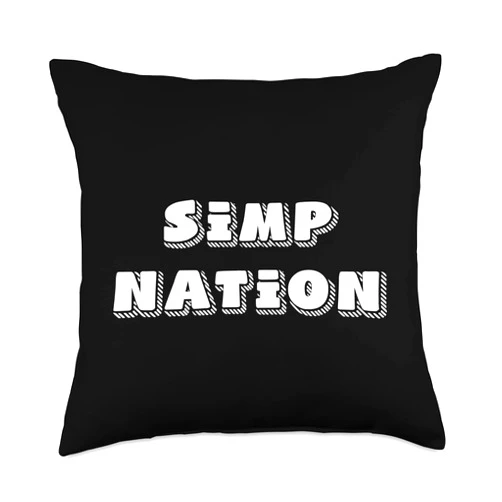 Simpin' Ain't Easy Sarcastic Designs Simp-Sarcastic Egamer & Egirl Internet Meme Nation Throw Pillow, 18x18, Multicolor