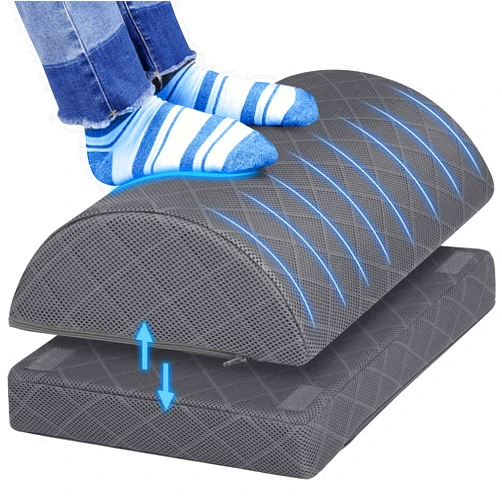 CushZone Foot Rest,Desk & Gaming Accessories,Foot Rest for Under Desk at Work,Comfortable Footrest with 2 Adjustable Heights & Removable Cover, Office Desk Accessories（Gray）