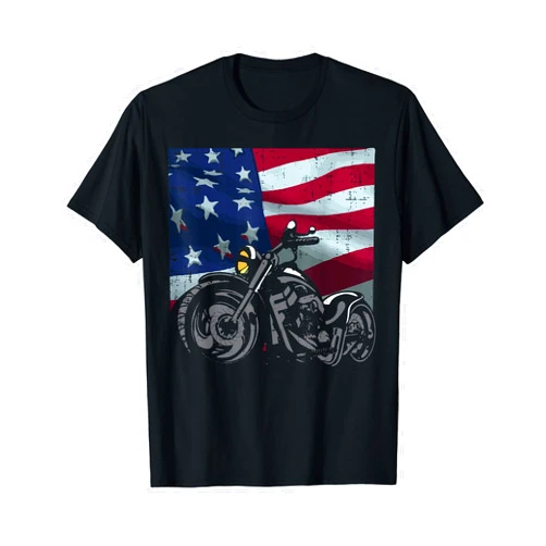 Biker Shirts Motorcycle Rider Men Women Kids Gift Motorcycle US Flag Biker Motorbike Patriotic Men Women Kids T-Shirt