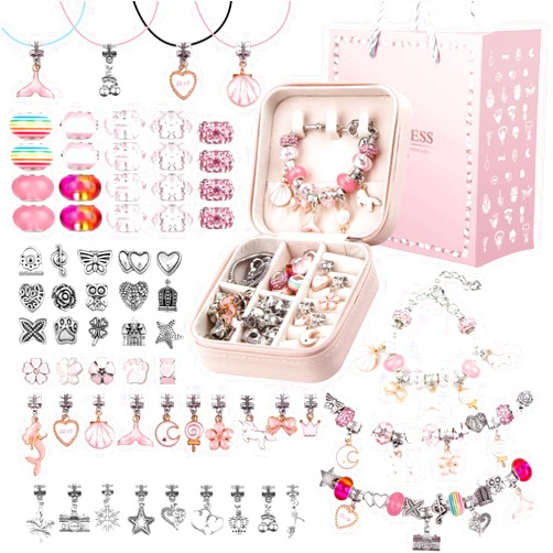 UFU Charm Bracelet Making Kit, Jewelry Making Kit Craft Gift for Girls 5 6 7 8-12, A Sweet Birthday Gift to Inspire Imagination & Creativity, with Portable Jewelry Box