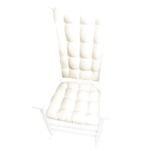 Barnett Home Decor Granite Natural Rocking Chair Cushions - Size Standard - Latex Foam Filled Seat Pad 16.5 x 18 and Back Rest Cushion 21 x 16 - Machine Washable, Reversible, Linen Look (Ivory)