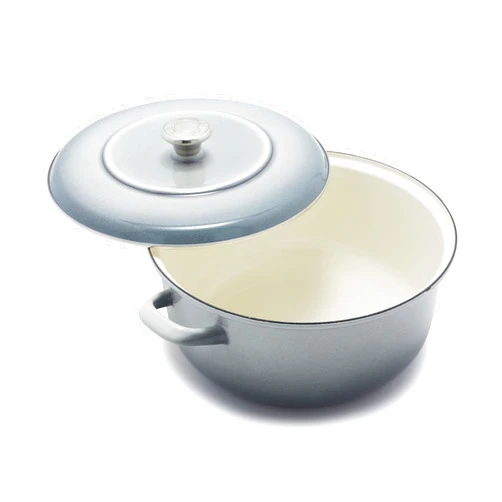 Merten & Storck German Enameled Iron, Round 5.3QT Dutch Oven Pot with Lid, Cloud Gray