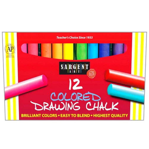 Sargent Art 22-4132 Round Colored Drawing Chalk, 12 Count