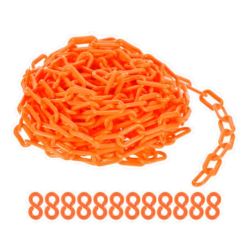 PATIKIL 50 Foot Plastic Chain Links, 2inch Safety Barrier Chain Orange for Crowd Control, Queue Line, Parking, Fence, Gate, Concert, Construction Site and Decoration